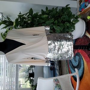 💥Silver & Cream Sequin Mini Dress  - M